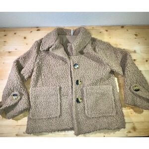 Free People Teddy Coat Sherpa Jacket‎ Button Front Pockets XS
